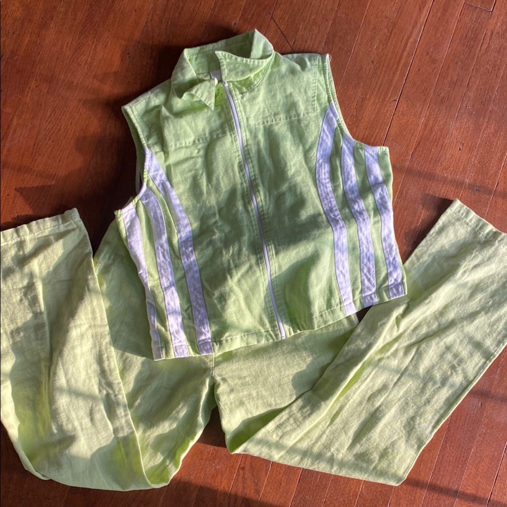 Sage Green Sleeveless Jumpsuit with Collared Neckline and Side Stripes